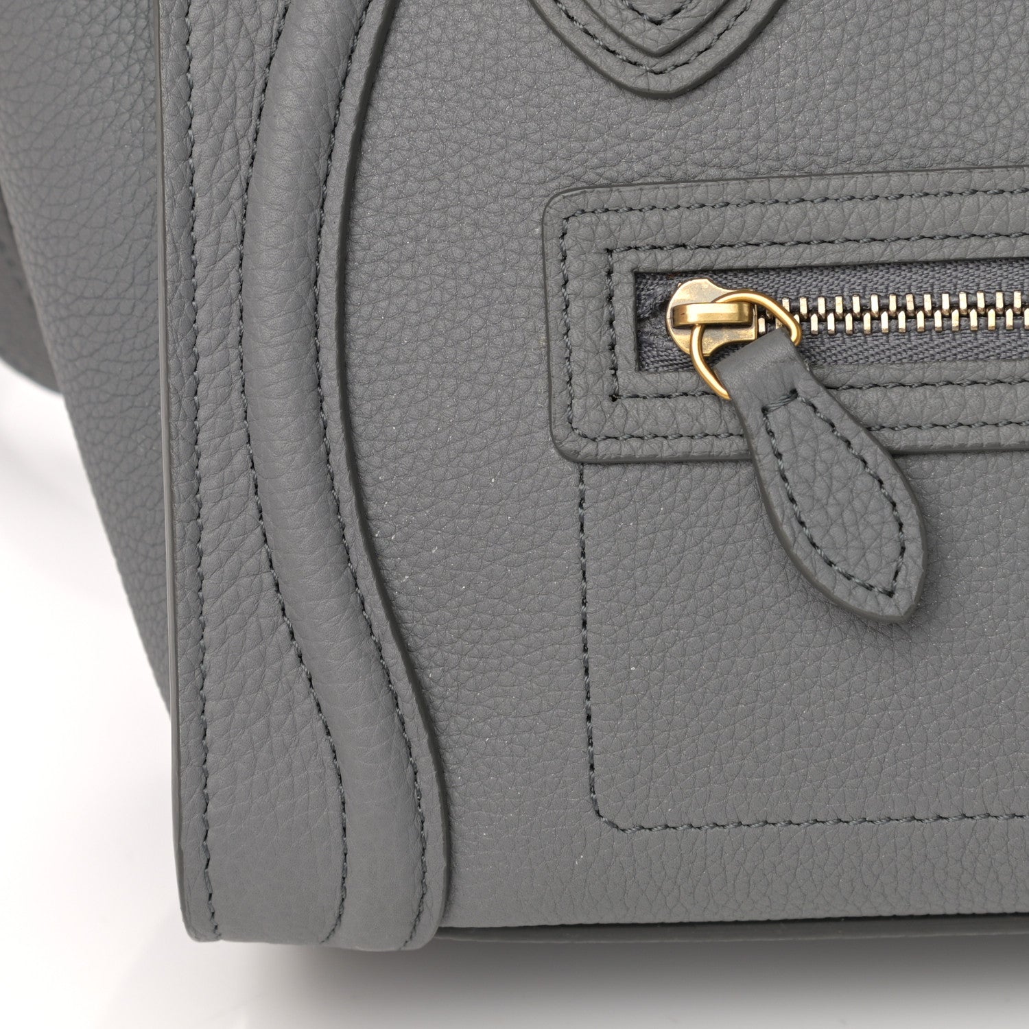 Celine Drummed Calfskin Nano Luggage Kohl 20 of 21