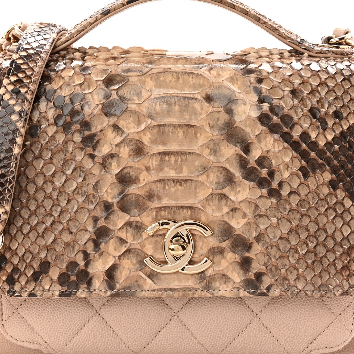 Chanel Snakeskin Caviar Quilted Medium Business Affinity Flap Beige 8 of 11