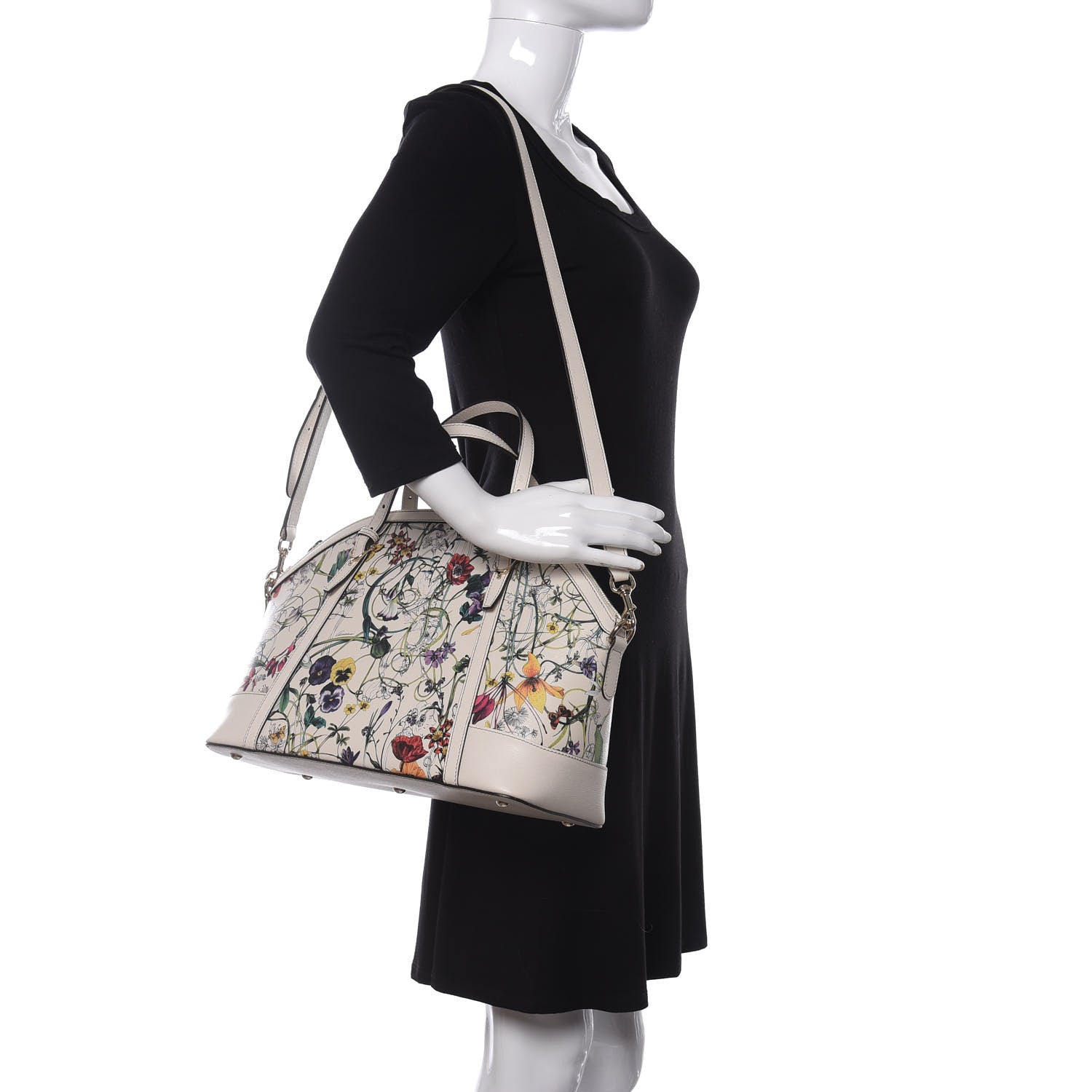 Gucci Canvas Flora Infinity Medium Nice Top Handle Dome Bag White 2 of 10