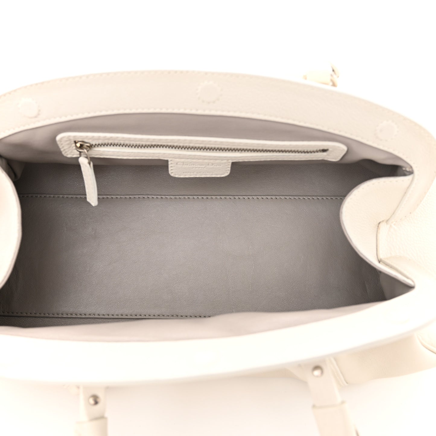 Calfskin My Dior Frame Pocket Satchel White