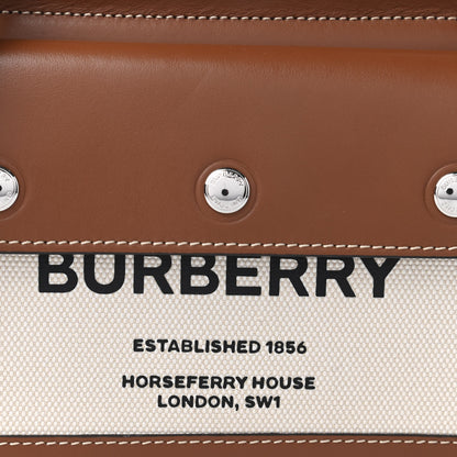 Burberry Smooth Calfskin Canvas Horseferry Print Mini Title Bag with Pocket Natural Malt Brown 10 of 10