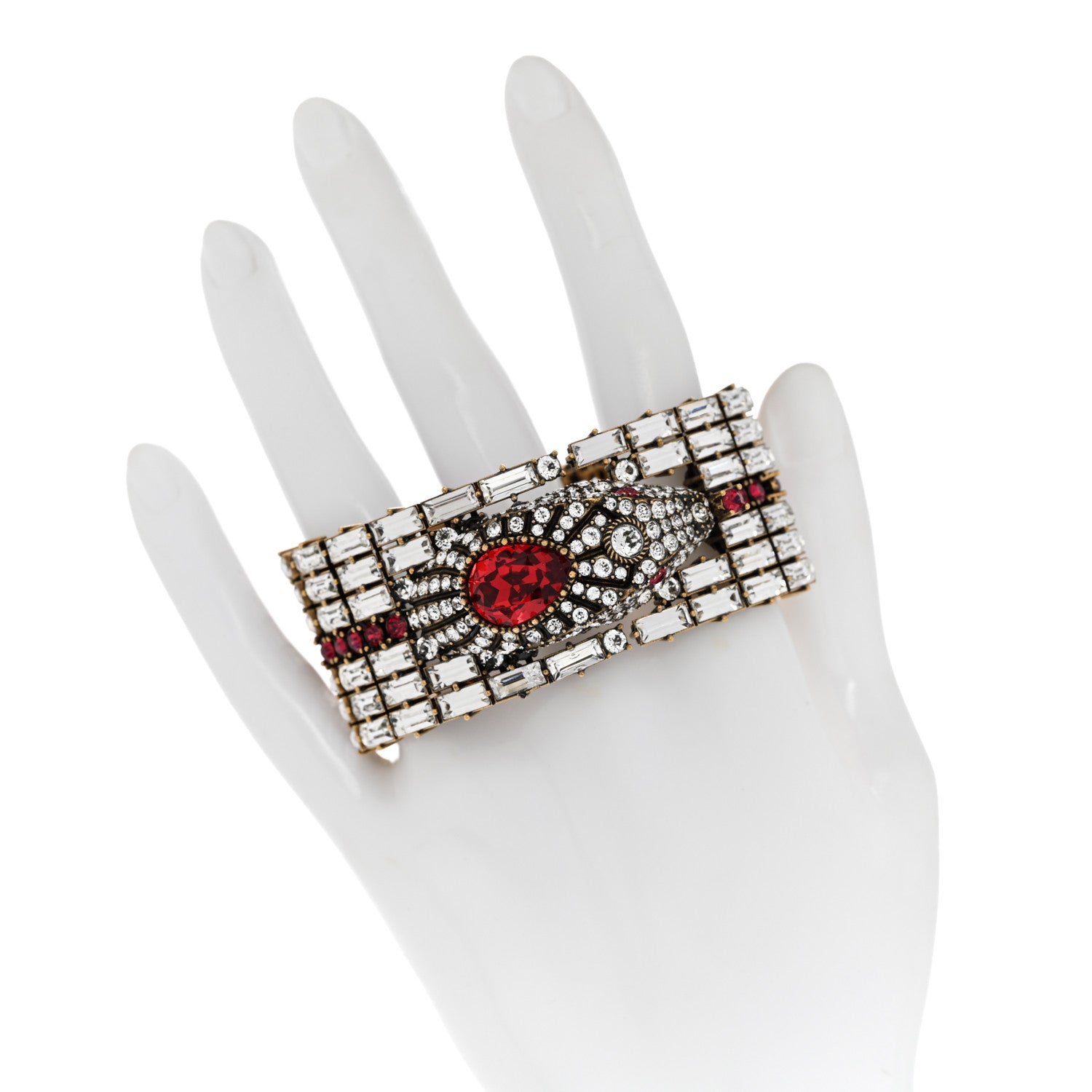 Gucci Crystals Snake Bracelet White Red 2 of 5