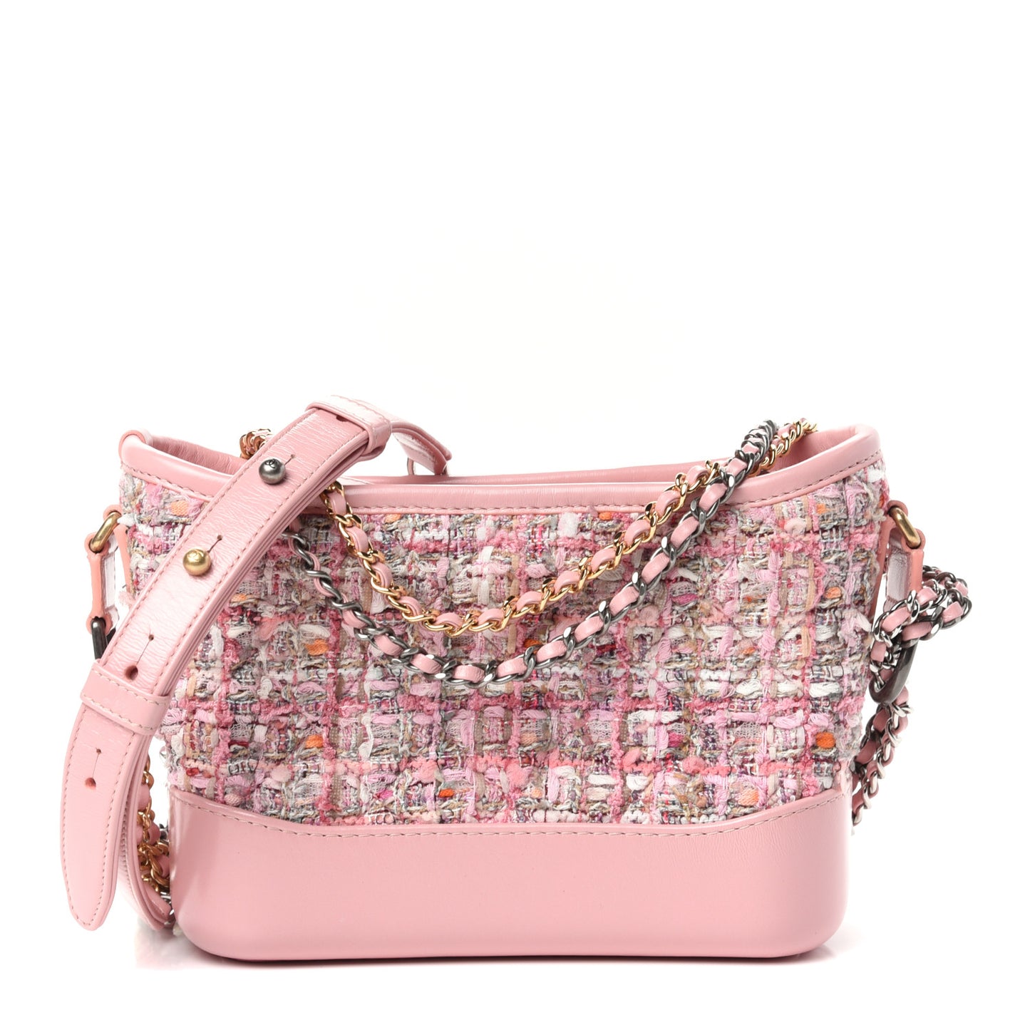 Tweed Calfskin Small Gabrielle Hobo Light Pink
