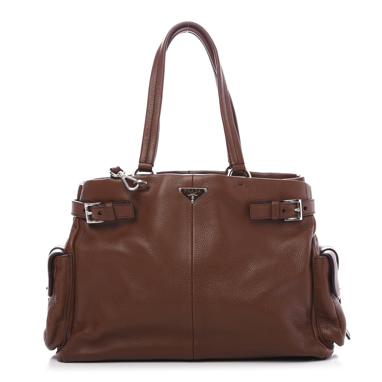 Prada Vitello Daino Buckle Shoulder Bag Tabacco 3 of 11