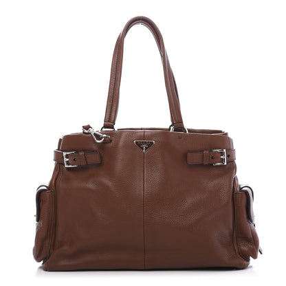 Prada Vitello Daino Buckle Shoulder Bag Tabacco 3 of 11