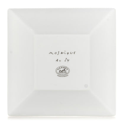 Hermes Porcelain Mosaique Au 24 Platinum Square Plate N°1 3 of 6