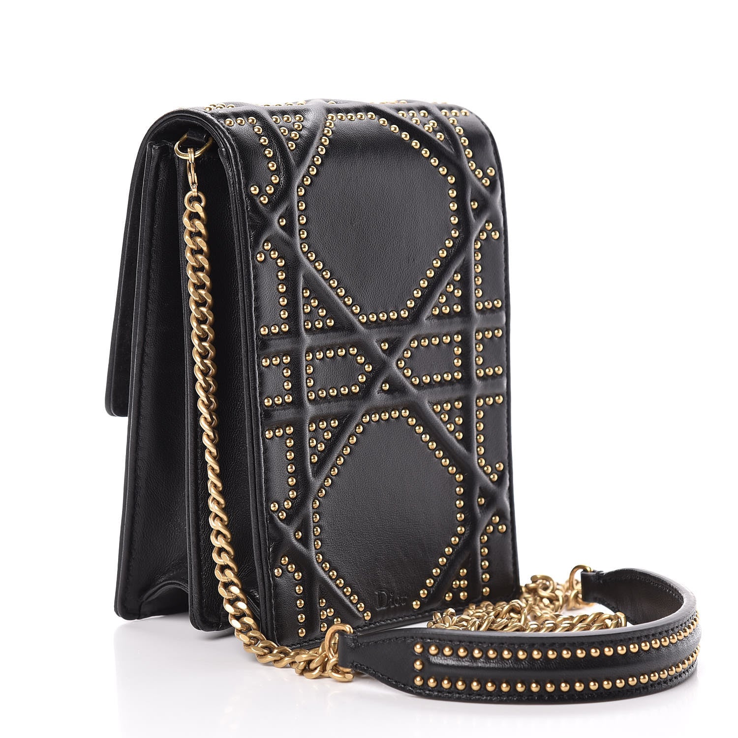Christian Dior Lambskin Studded Vertical Diorama Black 3 of 10