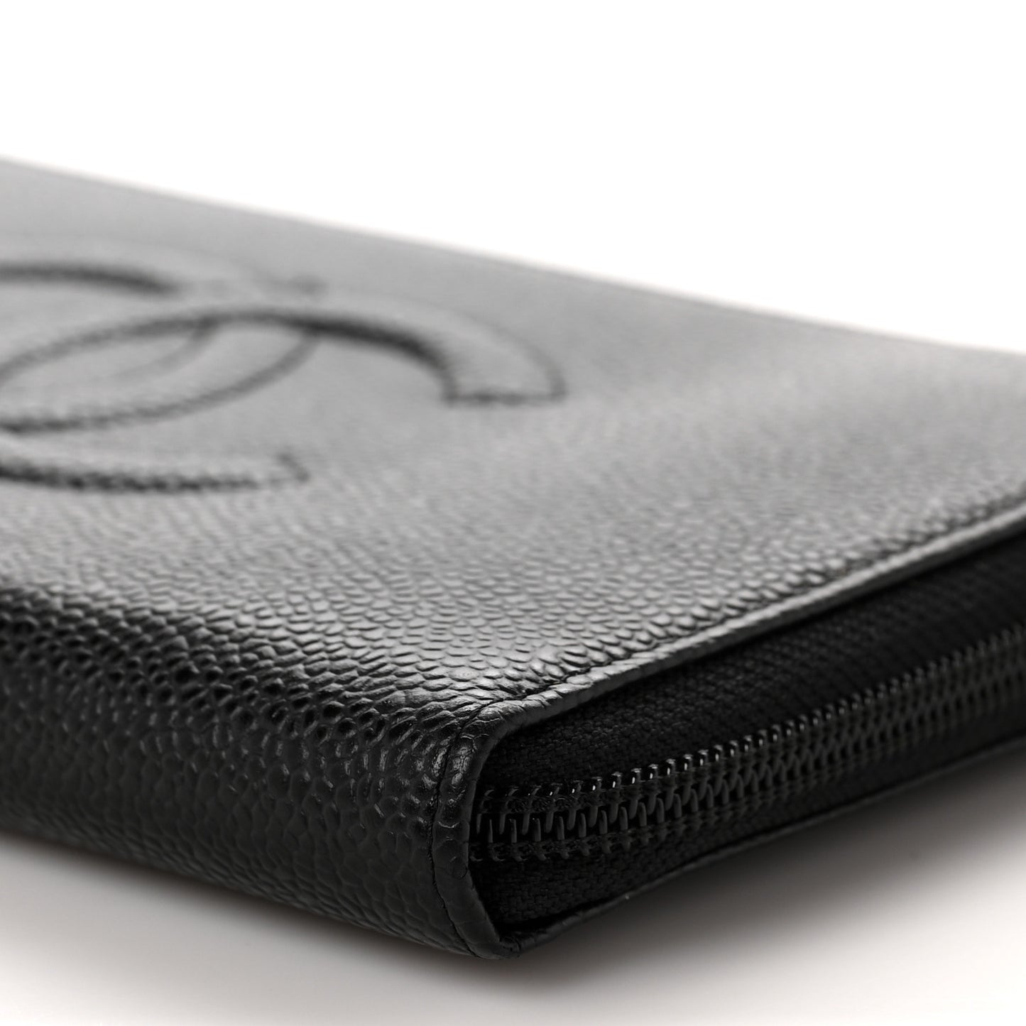 Caviar Large Timeless CC Zip Around Organizer Wallet Black
