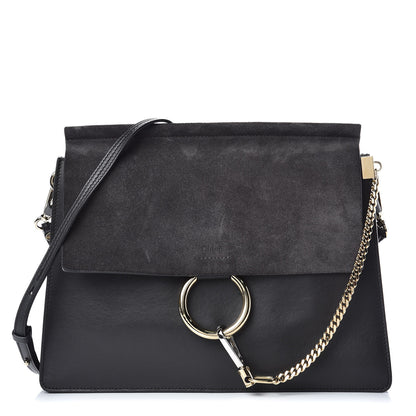 Chloe Suede Calfskin Medium Faye Shoulder Bag Carbon Grey 1 of 9