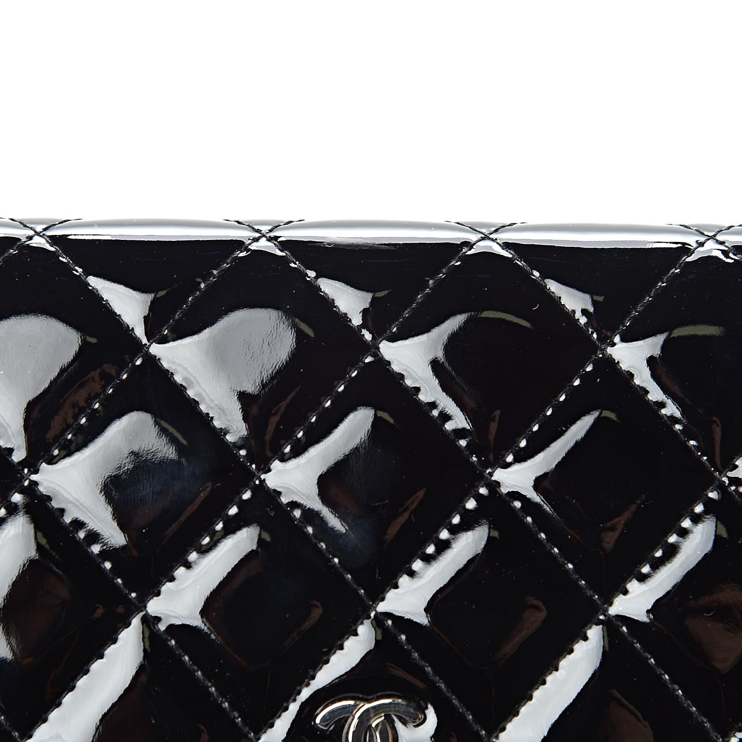 Chanel Patent Quilted Wallet On Chain WOC Black 10 of 13