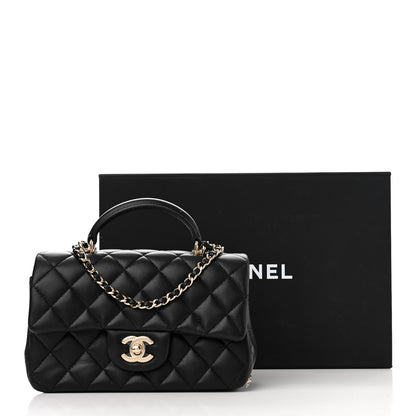 Chanel Lambskin Quilted Mini Top Handle Rectangular Flap Black 12 of 12