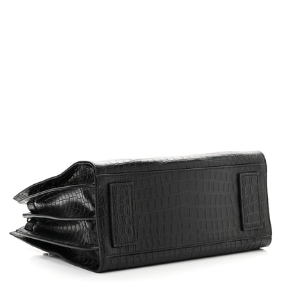Saint Laurent Calfskin Crocodile Embossed Small Sac de Jour Black 4 of 9
