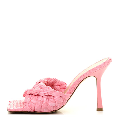 Bottega Veneta Raffia Twisted Intrecciato Stretch Mule Sandals 38.5 Blossom 1 of 9