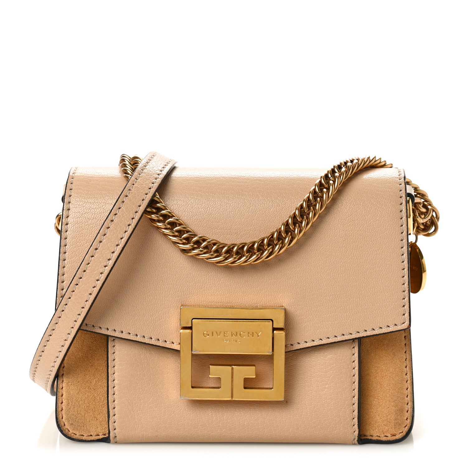 Givenchy Goatskin Suede Mini GV3 Shoulder Bag Nude 1 of 10