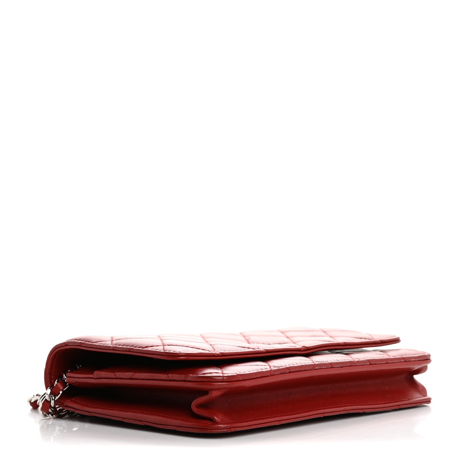 Chanel Lambskin Quilted Wallet On Chain WOC Red 4 of 18