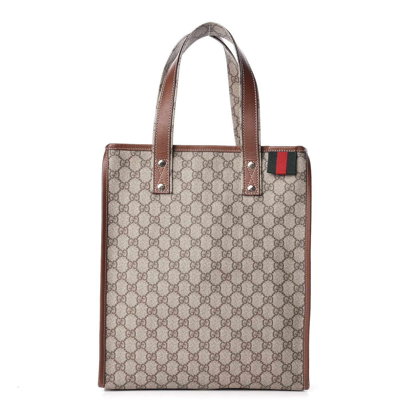 GG Plus Monogram Small Signature Web Loop Vertical Tote Light Brown