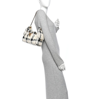 Chanel Tweed Quilted Mini Chanel 25 Handbag White Ecru Black 2 of 10