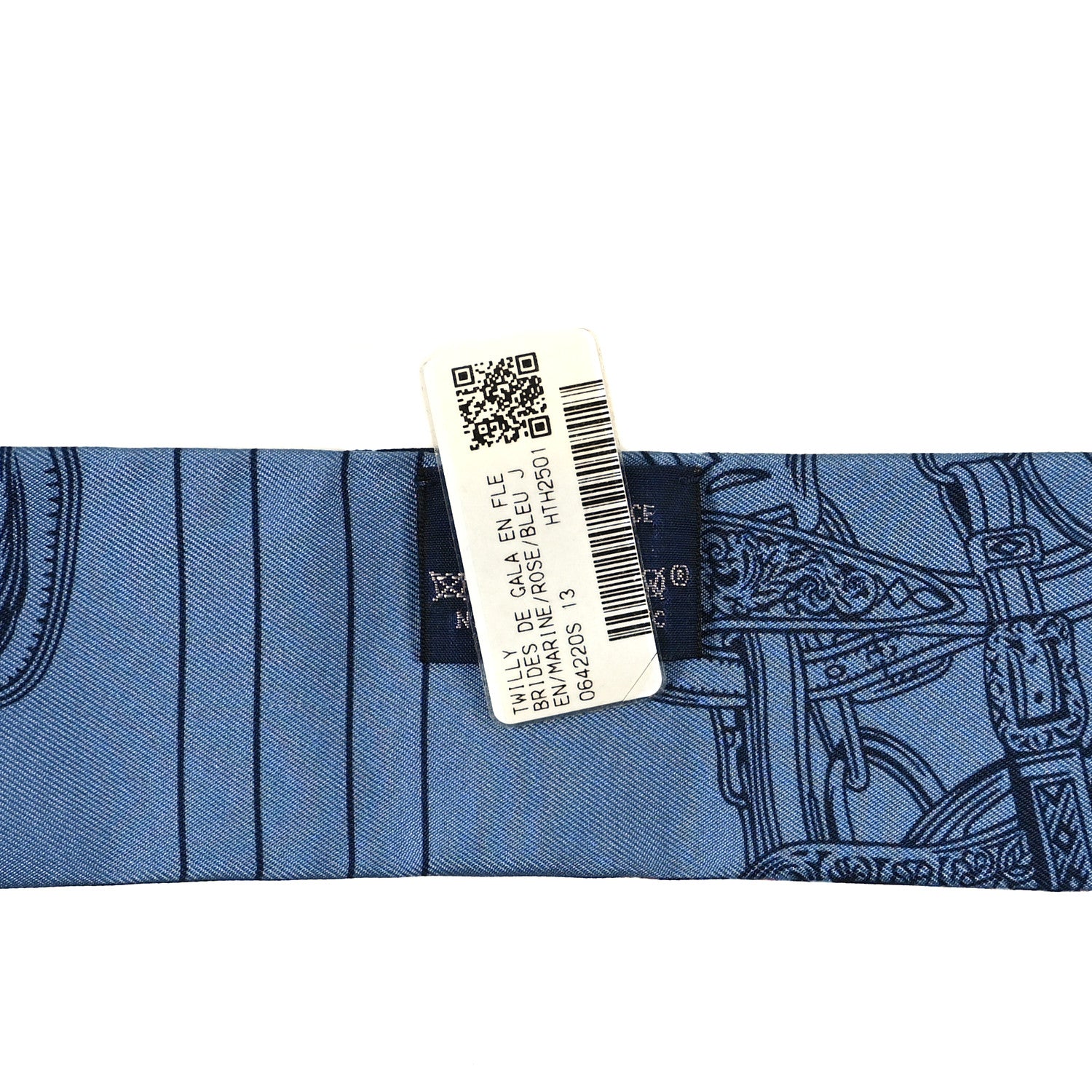 Hermes Silk Brides de Gala en Fleurs Twilly Marine Rose Bleu