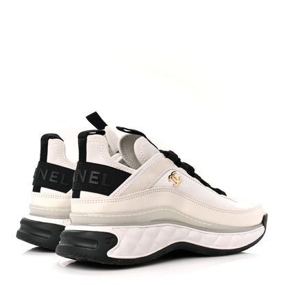 Chanel Velvet Calfskin Mixed Fibers CC Sneakers 39 Ivory Black 4 of 9