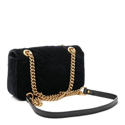 Gucci Velvet Matelasse Mini GG Marmont Shoulder Bag Black 75/30 Black 3 of 10