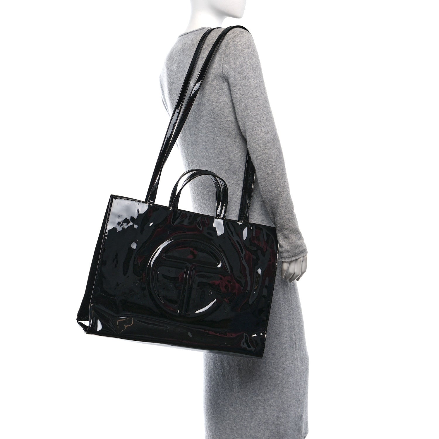 Telfar Patent Vegan Leather Large Shopping Bag Black 3 of 10