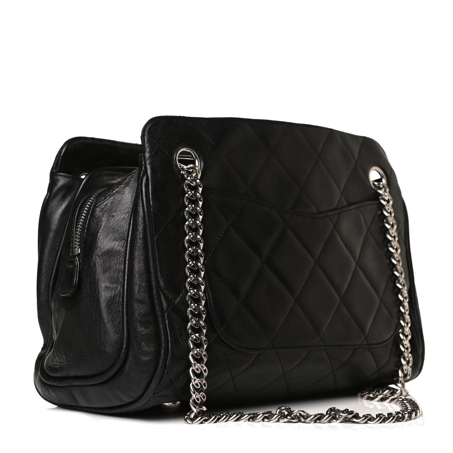 Lambskin Bijoux Chain Shopping Tote Black