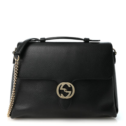 Gucci Dollar Calfskin Medium Interlocking G Top Handle Shoulder Bag Black 1 of 10