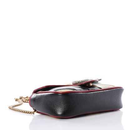 Gucci Vintage Effect Calfskin Matelasse Diagonal Striped Super Mini Torchon GG Marmont Shoulder Bag Black Beige 3 of 10