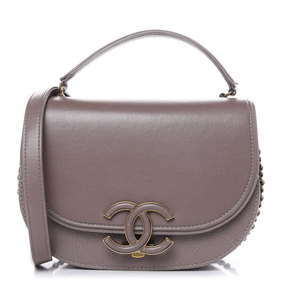 Chanel Shiny Calfskin Goatskin Quilted Small Coco Curve Messenger Flap Grey 1 of 14