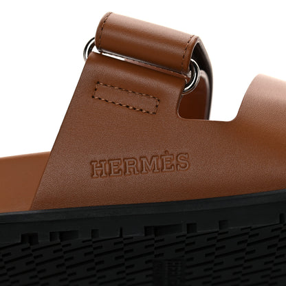 Hermes Calfskin Mens Chypre Sandals 42 Gold 8 of 9