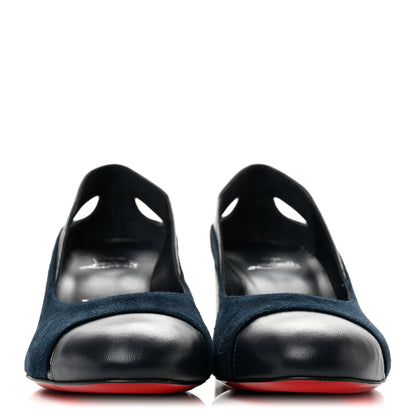 Christian Louboutin Suede Nappa Miss Duvette 55mm Cap Toe Pumps 36.5 Marine 3 of 8