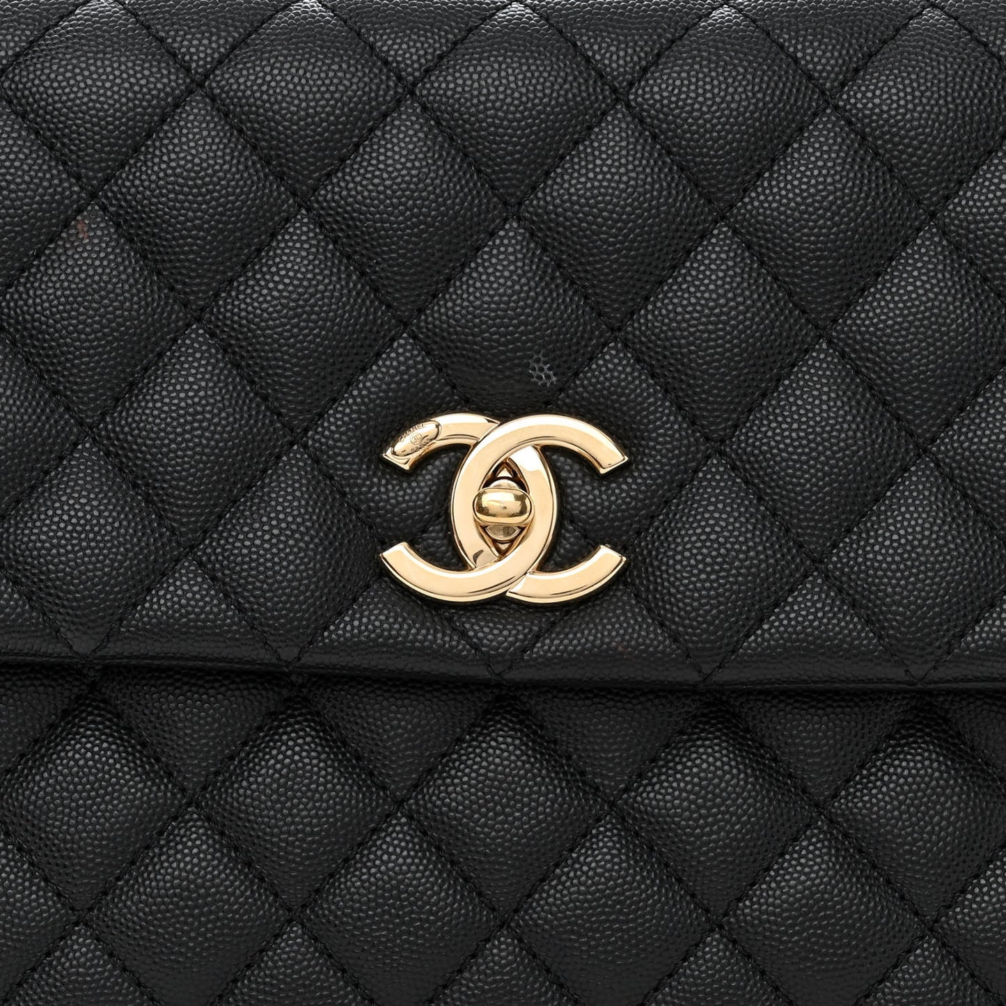 Caviar Quilted Medium Coco Handle Flap Black
