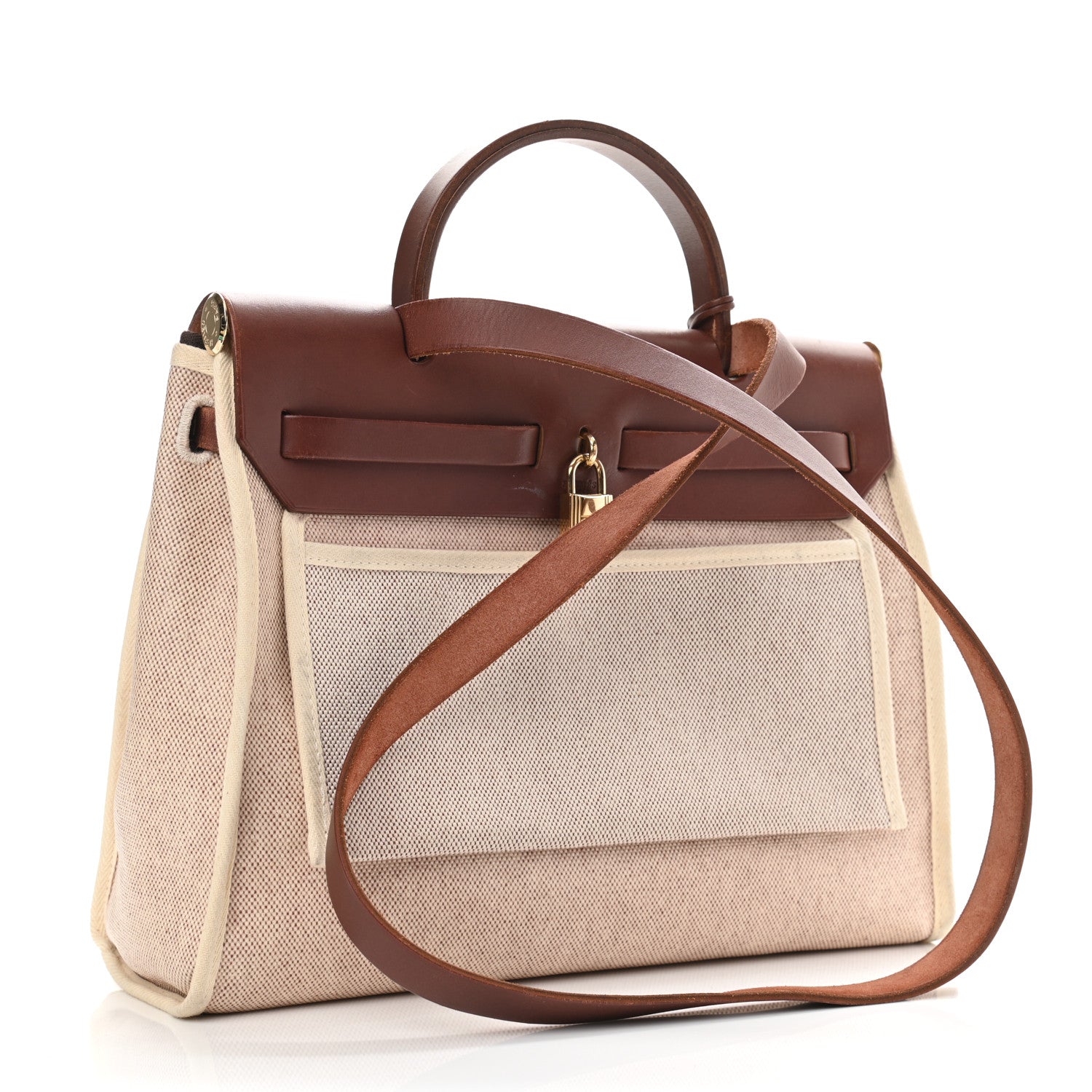 Hermes Vache Hunter Toile Herbag 30 PM Natural Havane 3 of 11