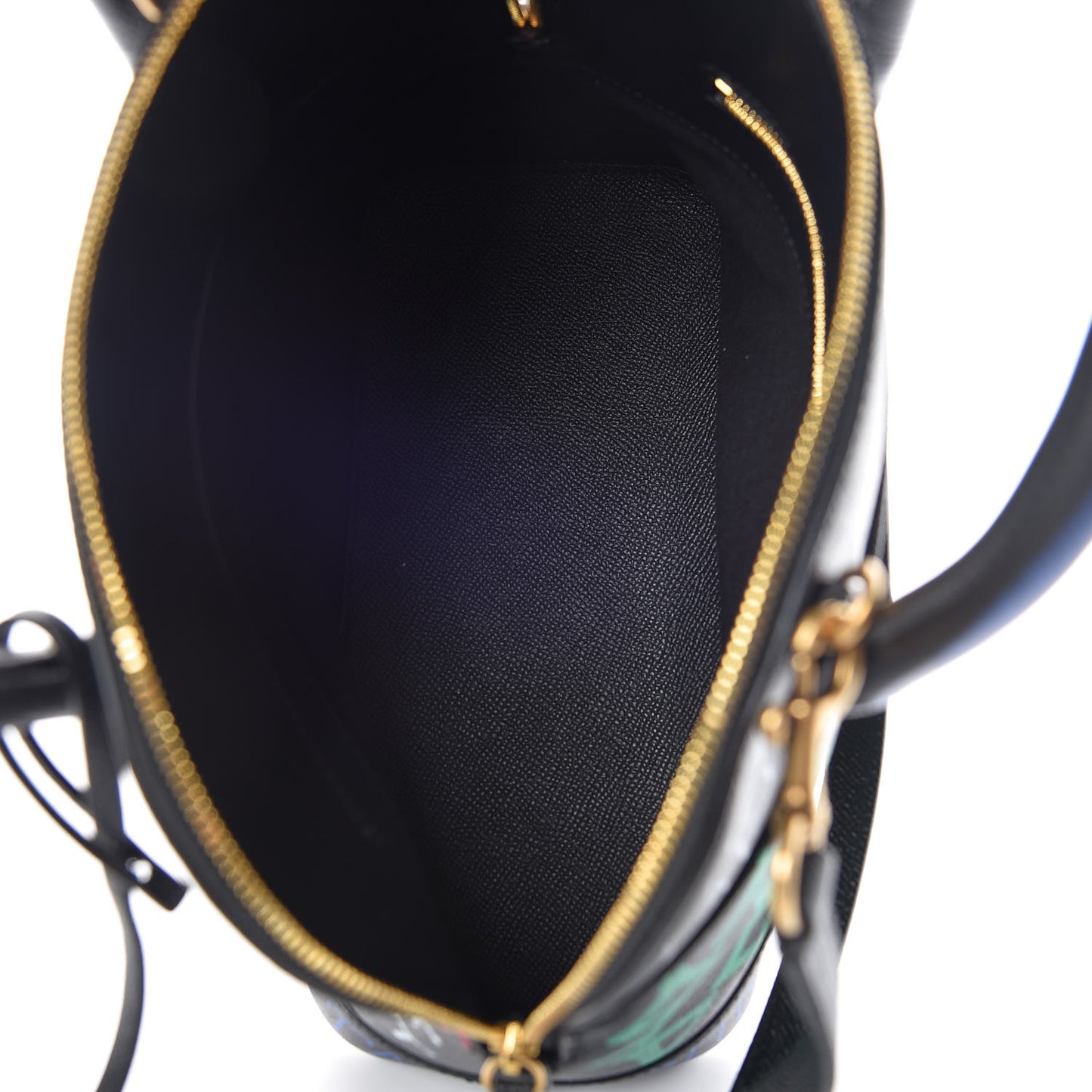Signature Grained Calfskin Graffiti S Ville Top Handle Bag Black Multicolor