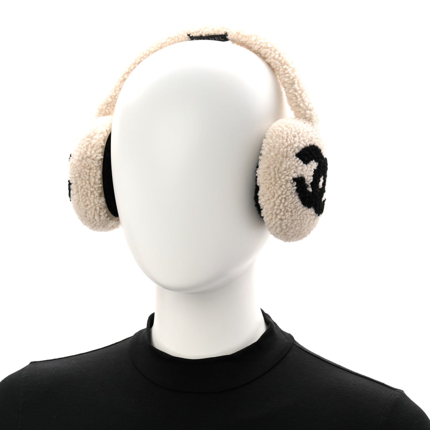 Shearling CC Ear Muffs White Black