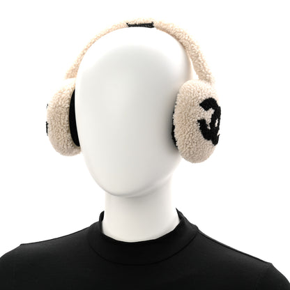 Chanel Shearling CC Ear Muffs White Black 2 of 5