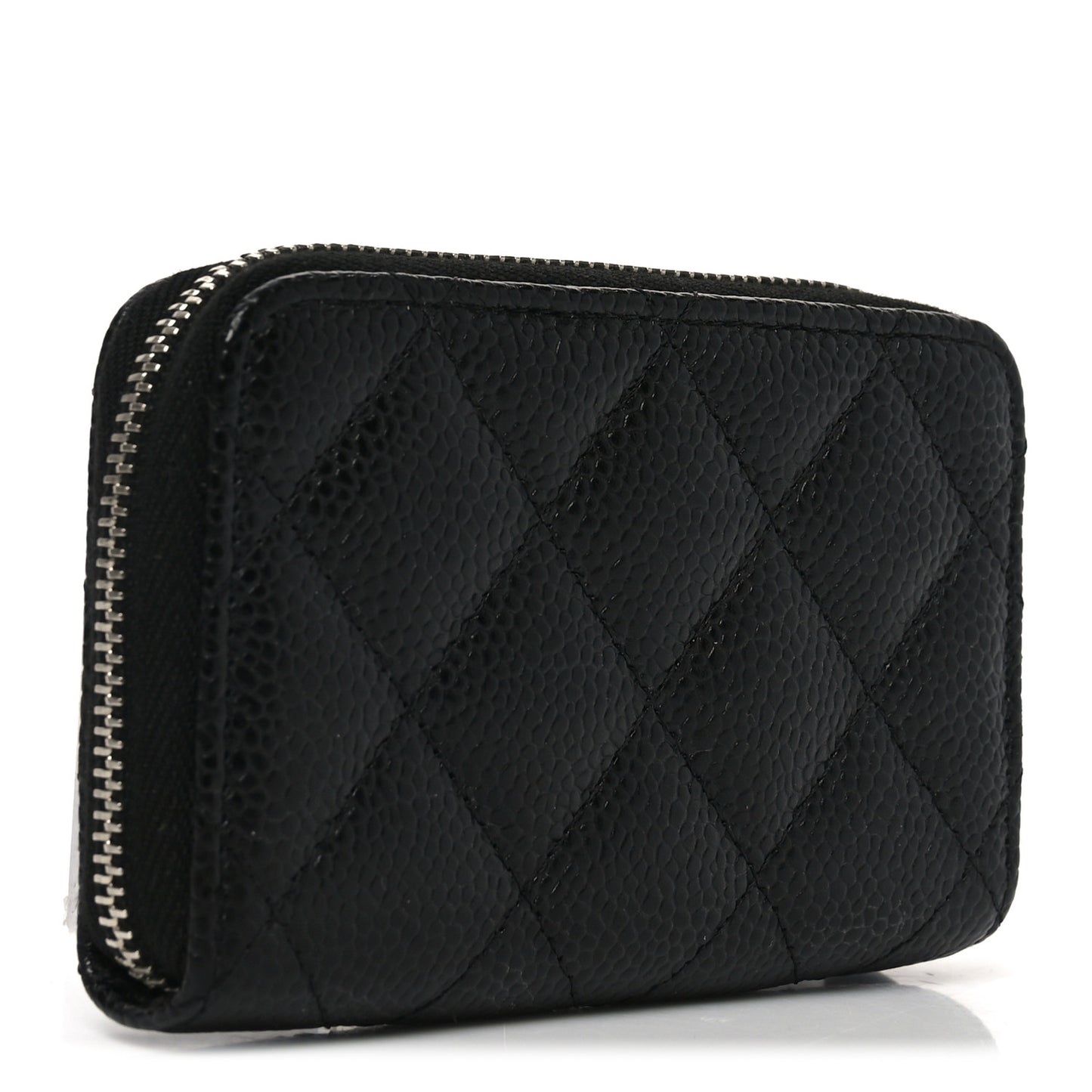 Caviar Quilted Zip Coin Purse Black