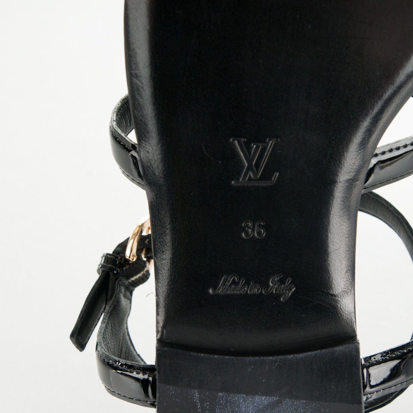 Patent Paradiso Flat Sandals 36 Black
