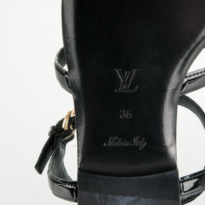 Louis Vuitton Patent Paradiso Flat Sandals 36 Black 6 of 8