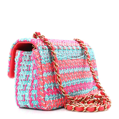 Chanel Cotton Mixed Fibers Woven Mini Rectangular Flap Red Fuchsia Blue 3 of 11
