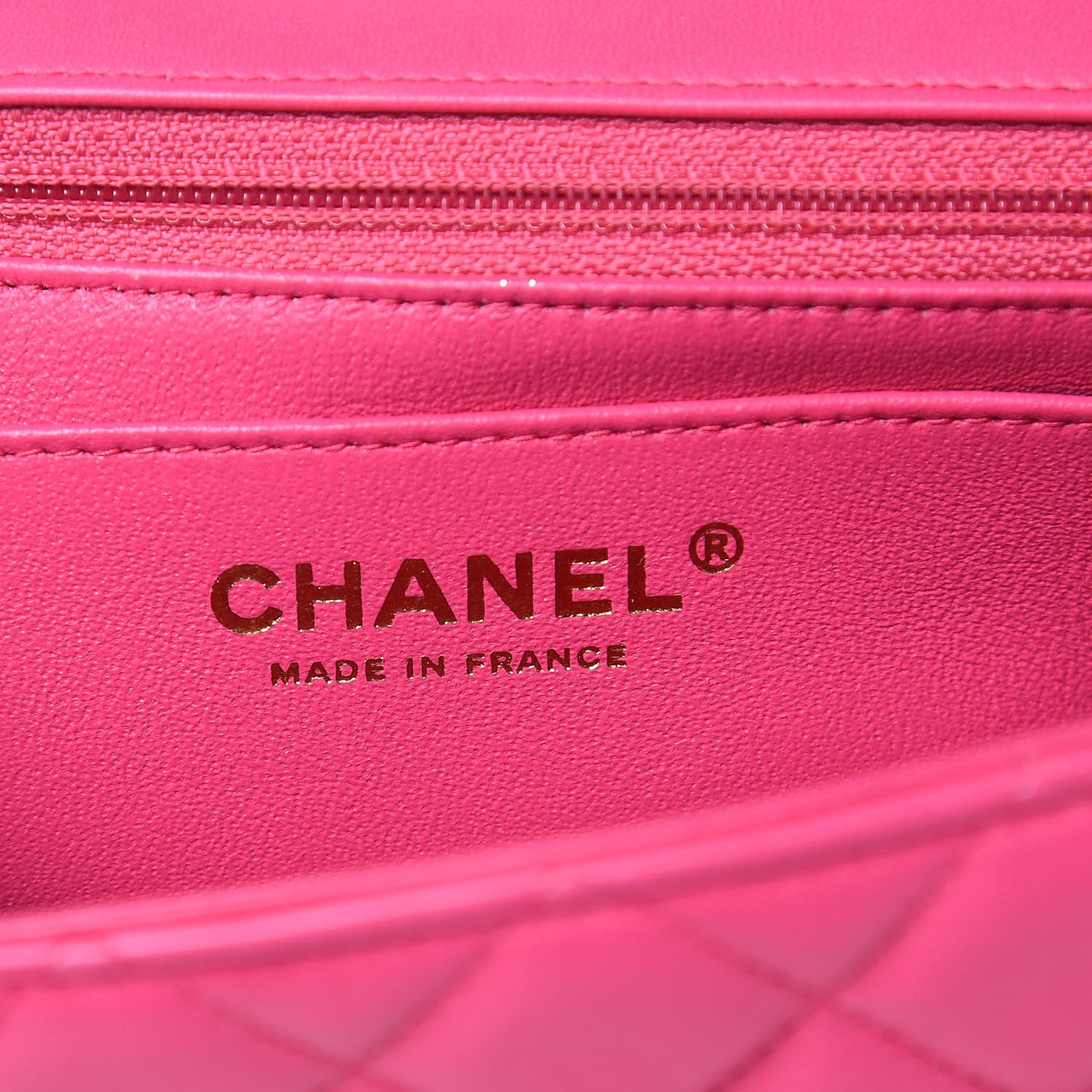 Lambskin Quilted Mini Rectangular Flap Fuchsia