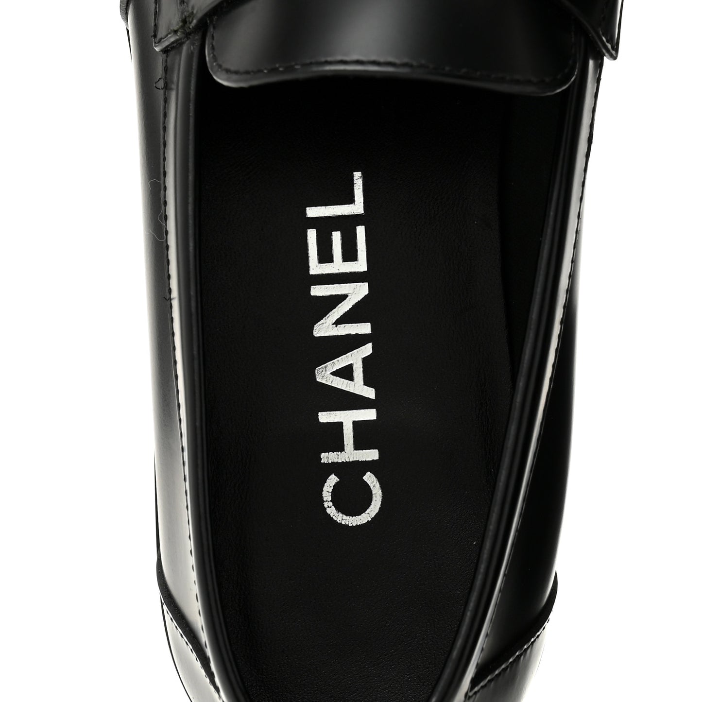 Calfskin Metal CC Loafers 38.5 Black