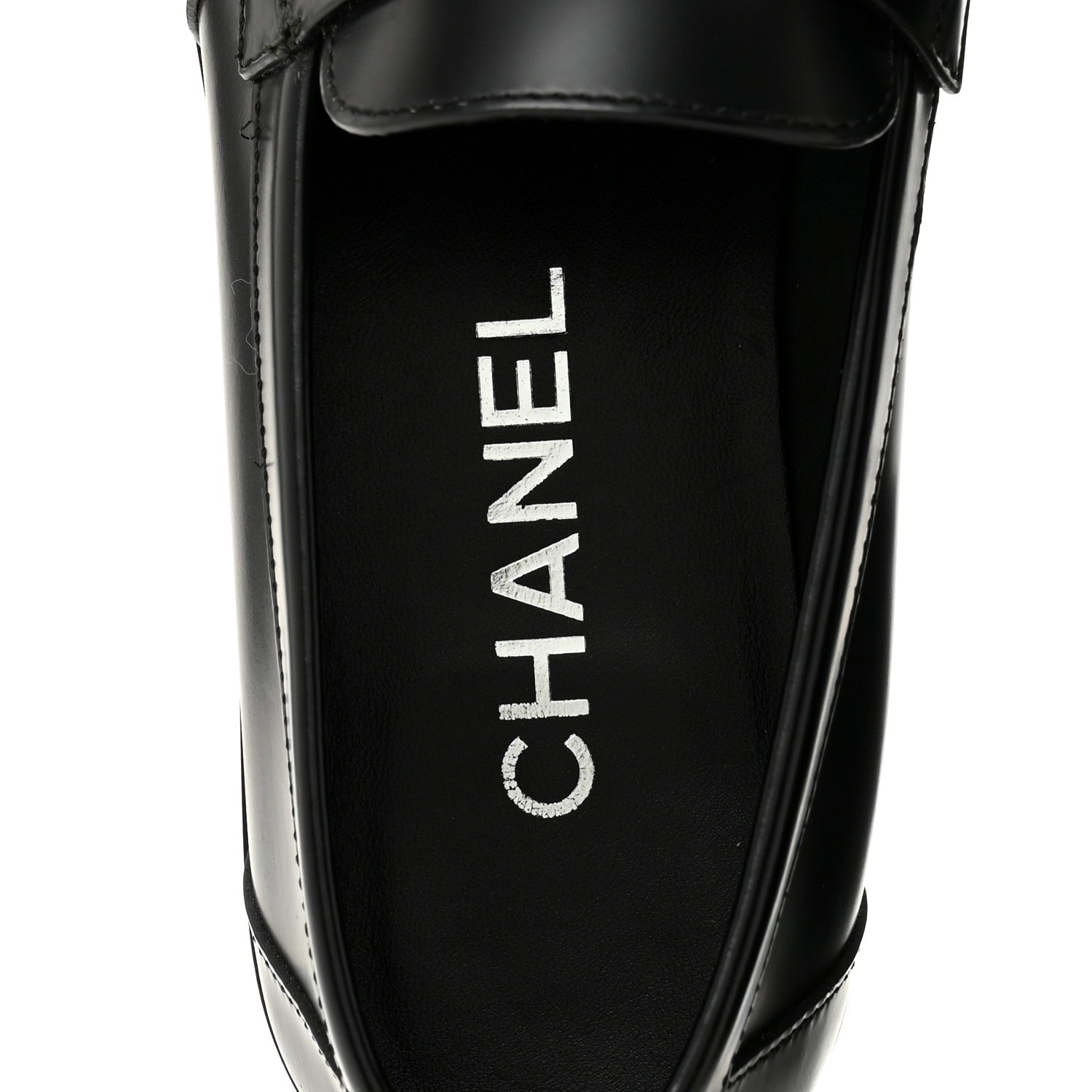 Chanel Calfskin Metal CC Loafers 38.5 Black 7 of 9