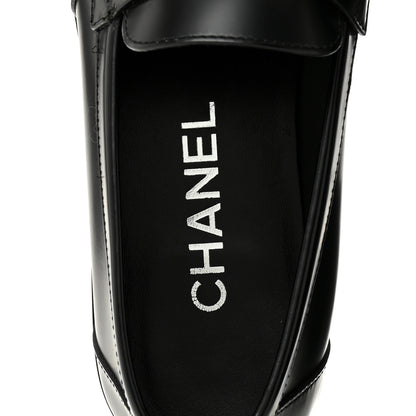 Chanel Calfskin Metal CC Loafers 38.5 Black 7 of 9