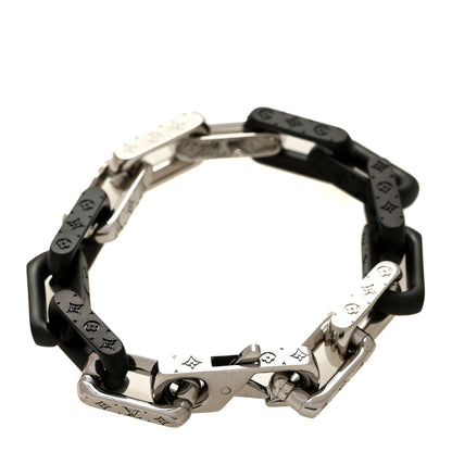 Louis Vuitton Metal Monogram Chain Bracelet Silver Black 3 of 4