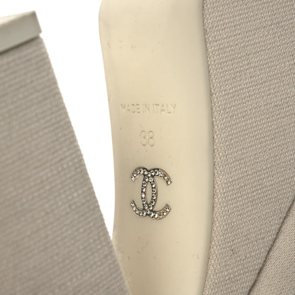 Chanel Canvas Lace Up Oxford Pumps 38 White Black 8 of 13