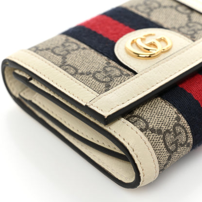 Gucci GG Supreme Monogram Textured Calfskin Web Ophidia Card Case Wallet Beige Ebony Mystic White 11 of 12