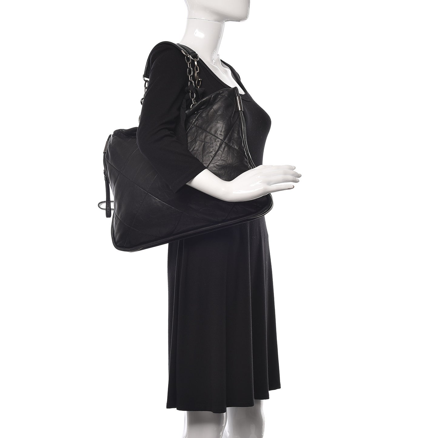 Lambskin Quilted Amalia Tote Black