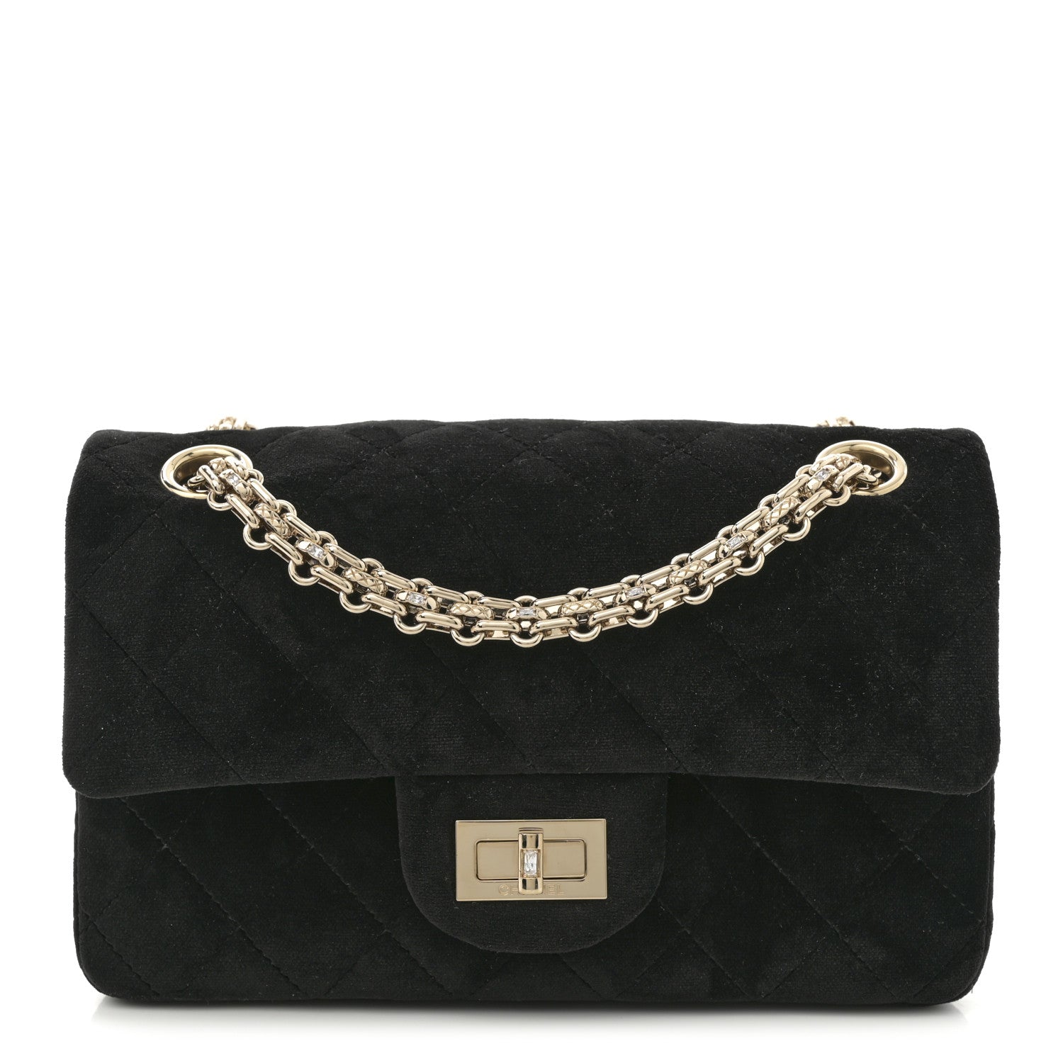 Chanel Velvet Quilted Crystal Mini 2.55 Reissue Flap Black 1 of 10