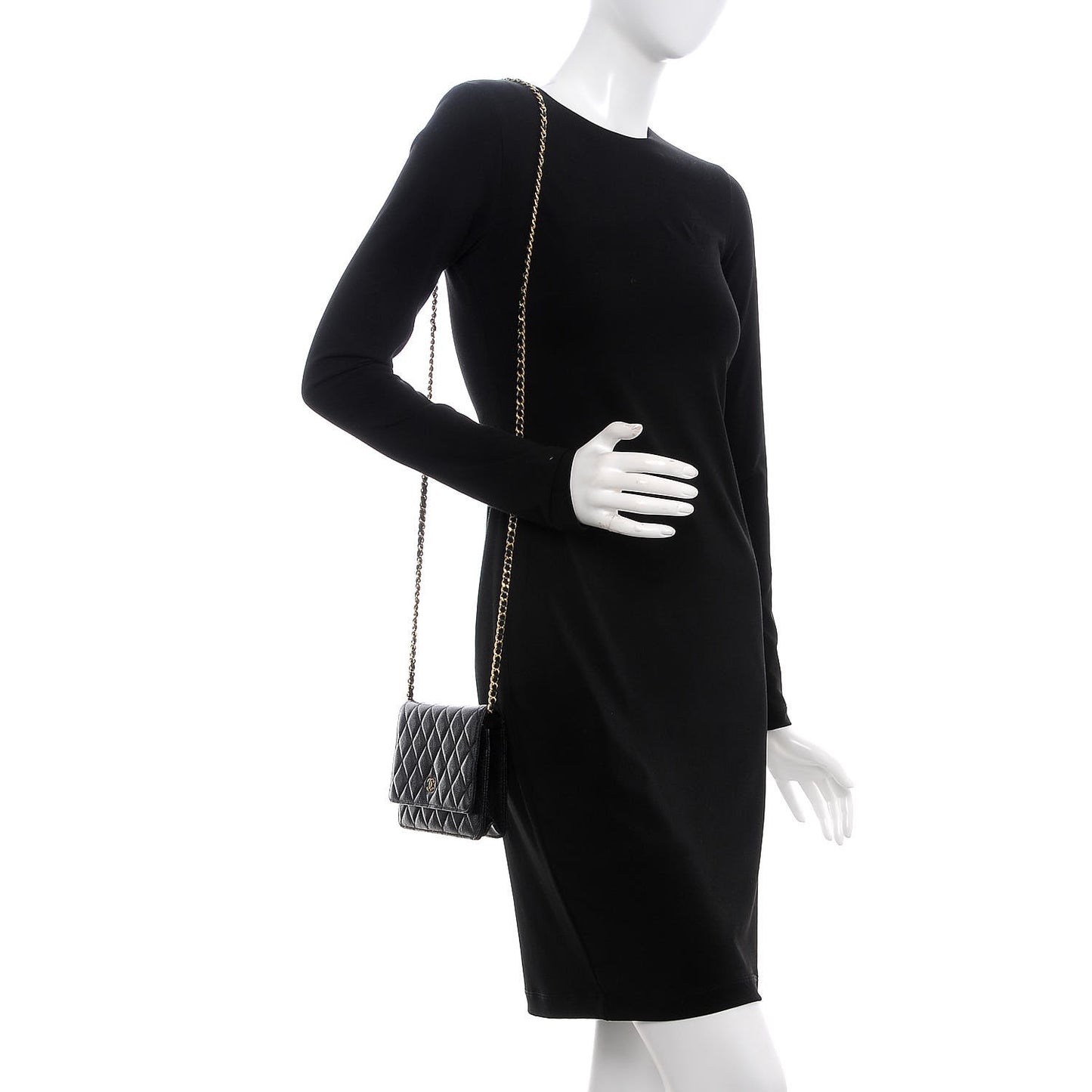 Caviar Quilted Wallet On Chain WOC Black
